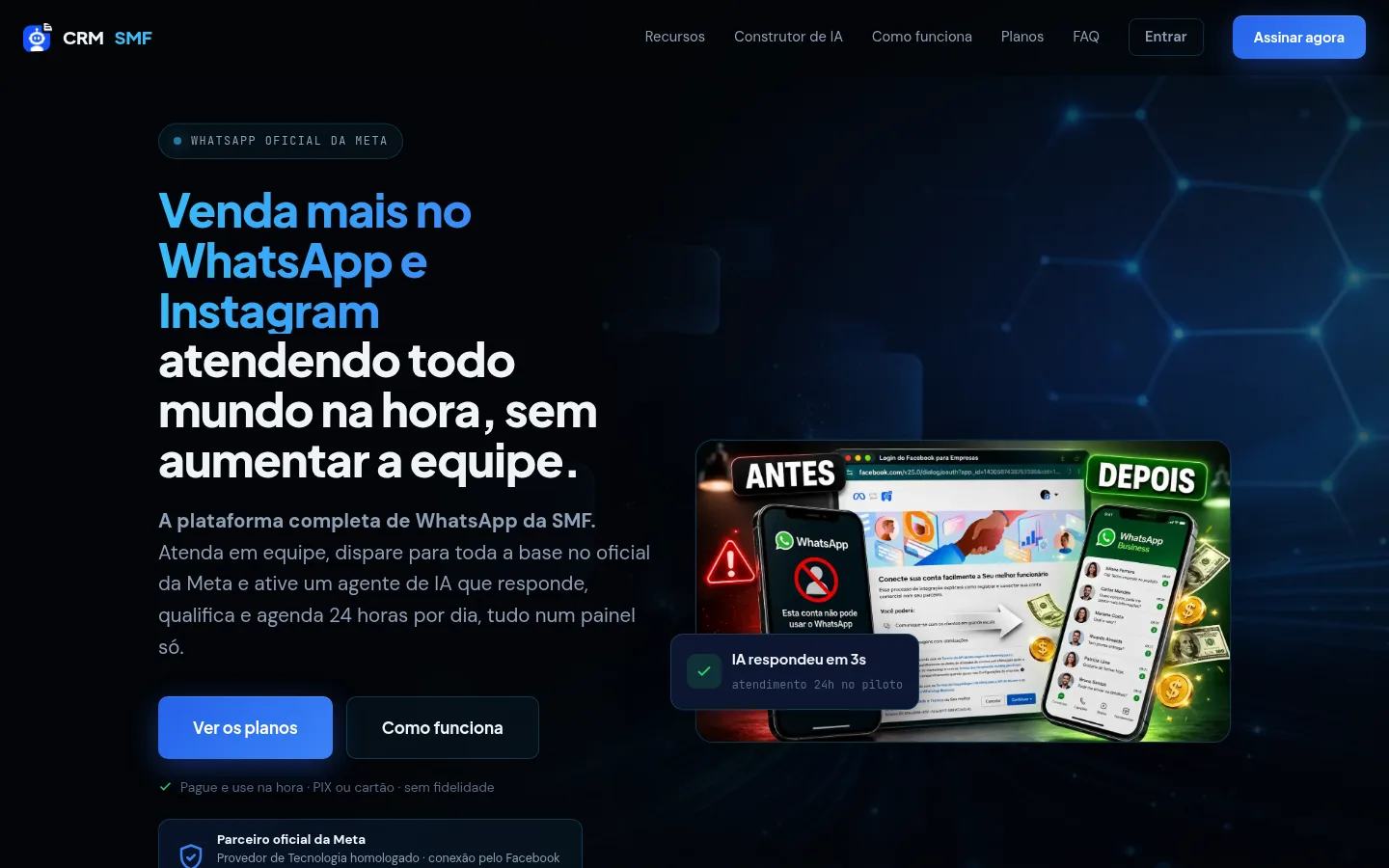 Página real do CRM SMF